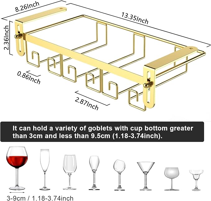 Under Cabinet Wine Glass Rack Gold, Wine Glass Holder Under Shelf, Wine Glass Racks Under Cabinet Wine Glass Hanger, Under Shelf Wine Glasses Holder Under Cabinet, Stemware Rack