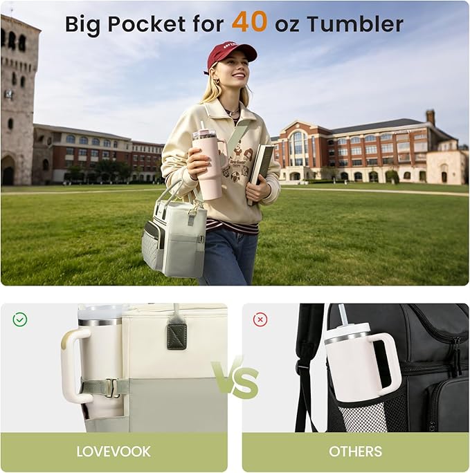 LOVEVOOK Insulated Lunch Bag Women,Wide Opening Adult Lunch Box Women with Cup Holder,Large Leakproof Cooler Bag for Work Picnic Beach Family College Mom,Lunch Teacher Breast Pump Diaper Tote Bag