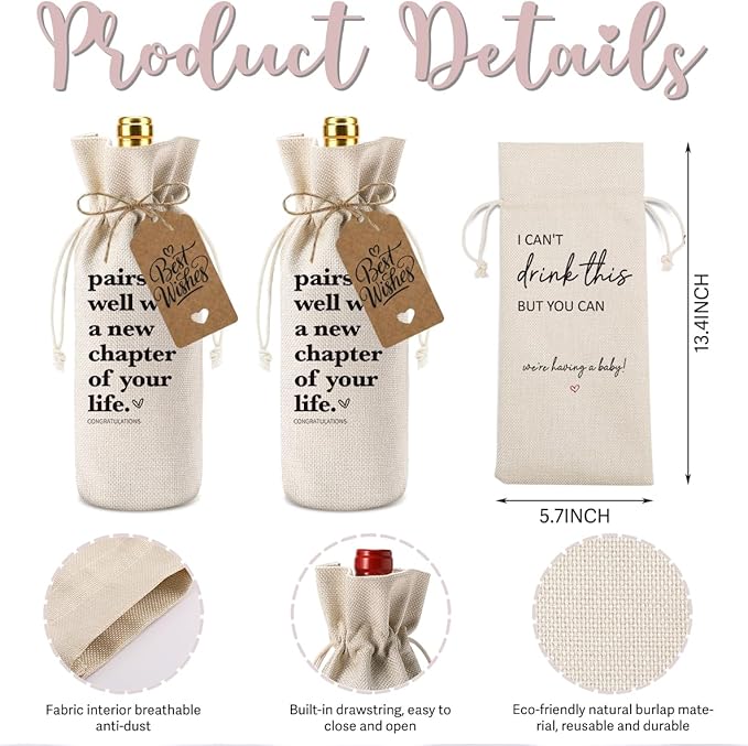 1 Pcs Funny New Chapter Wine Bag New Beginnings Gifts for Women Men Farewell Gifts for Friends Going Away Gifts for Coworkers Women Men Moving Away Gifts for Friends New Teacher Gifts