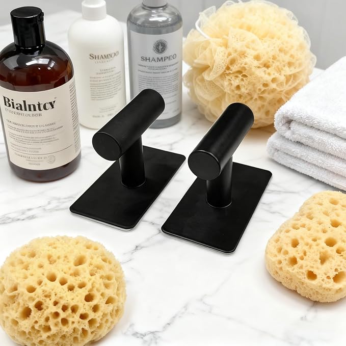 2-Pack Heavy-Duty Adhesive Wall Towel Hooks, No-Drill Wall Mount Hooks for Kitchen, Bathroom, Closet