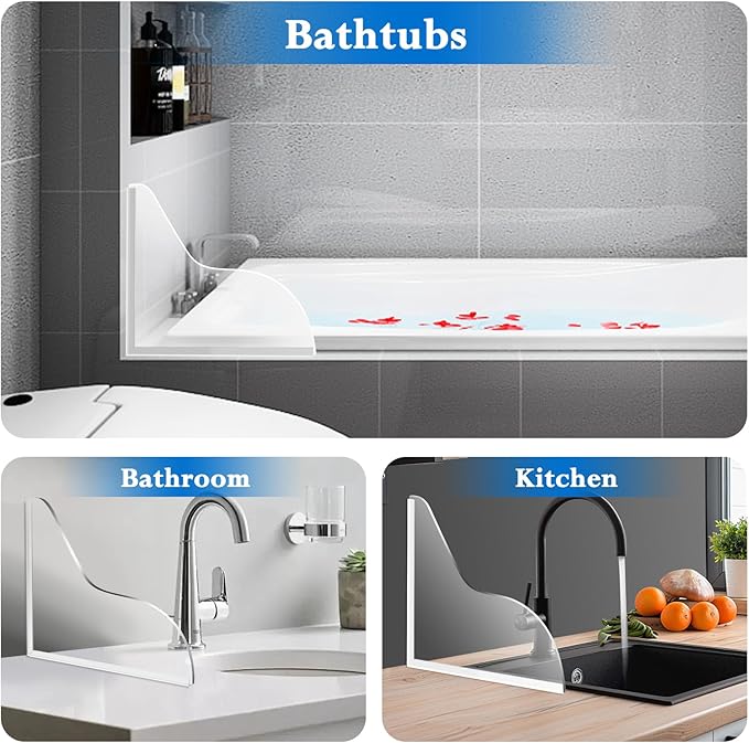 Shower Splash Guard for Bathtub - Tub Splash Guard-Shower Splash Guard for Tub-Tub Water Splash Guard-Bathtub Water Guards-Shower Water Blocker-Shower Guards to Keep Water in Shower - Clear 1 Set
