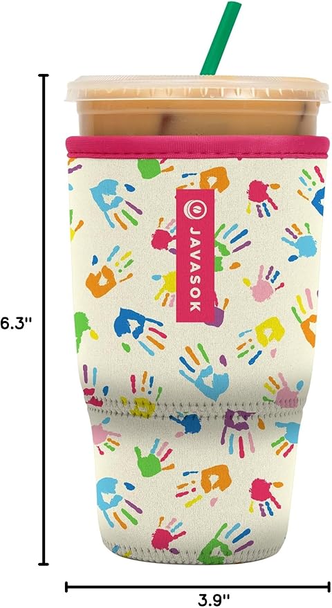 Sok It JavaSok Iced Coffee & Cold Soda Insulated Neoprene Cup Sleeve (Hand-Painted Treasures, Large: 30-32oz)