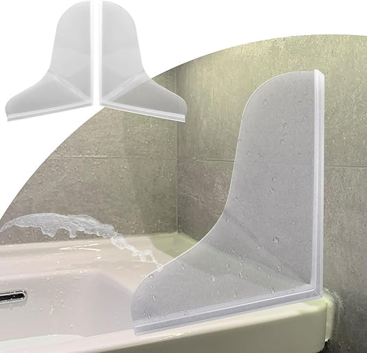 Mofason Silicone Shower Splash Guard, Clear Bathtub Corner Splash Guard, Bathroom Shower Water Guard with Adhesive for Fixing, Can Be Used in Washbasin, Tubs, Sinks Etc - 2Pack