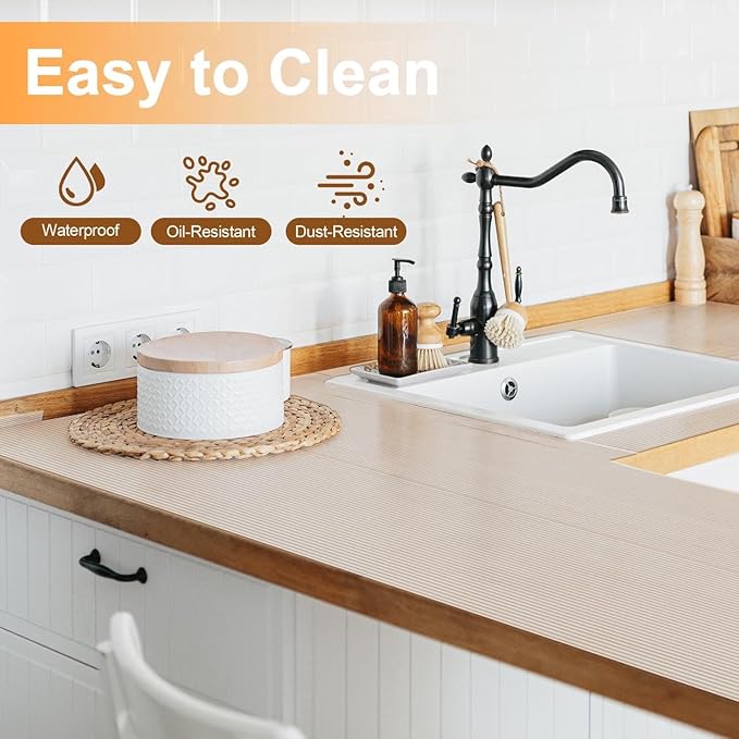 FEXIA Shelf Liners for Kitchen Cabinets Non-Slip Drawer Liner 16 Inches x 20 FT Waterproof & Oil-Proof Non Adhesive Durable Material Fridge Liner for Shelves