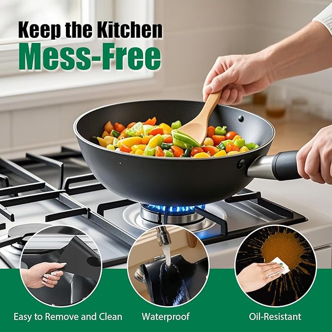 2Pcs Stove Guard for LG Gas Ranges Stoves, Stove Top Covers for Gas Burners - 5 Burner Reusable Gas Stove Protectors, Non-Stick & Washable (LDG4315/4313 LRG4115/4113 LDGL5825/5925...)