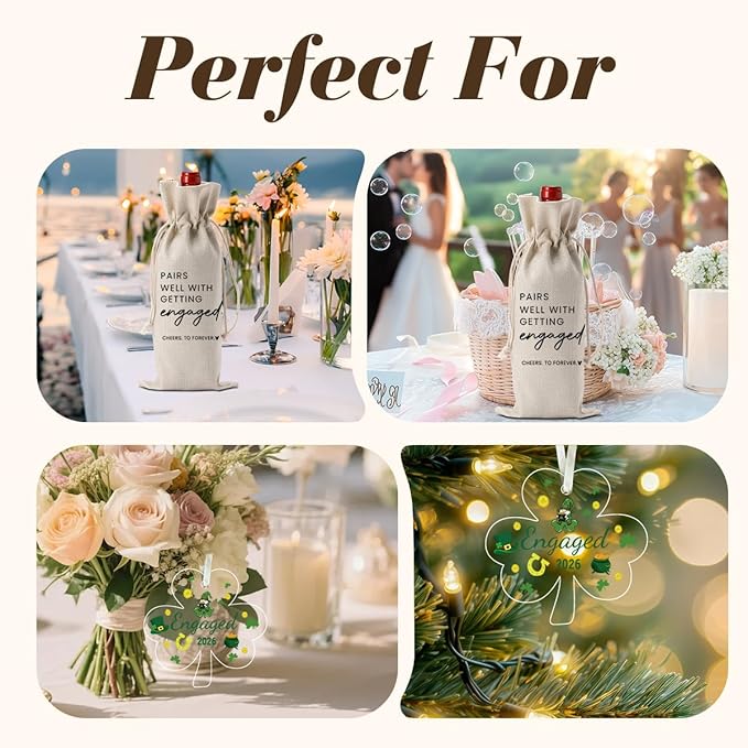 St. Patrick's Day Engaged Engagement Gifts for Couples Her St. Patrick's Day Engagement Ornament Party Decorations for Engaged Couple Wine Bag Acrylic Ornament 2026