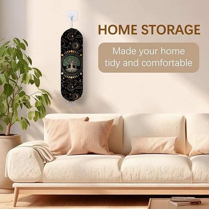 Plastic Bag Holder Dispenser, Tree Plastic Grocery Bag Organizer & Wall Mount Paper Trash Bag Saver Storage for Kitchen Home Pantry Decor, Tree Shopping Bags Storage Dispenser