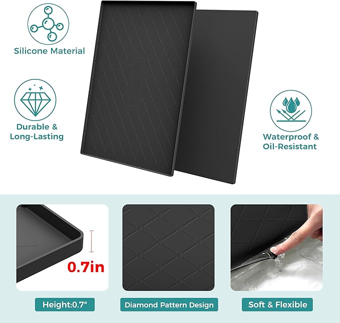 URMONA 31" x 22" Waterproof Silicone Mat in Multiple Sizes & Colors, Under Sink Mat for Kitchen & Bathroom, Pet Food Pad for Dogs & Cats, Kitchen Cabinet Liner, Multi-Purpose for Storage(Light Grey)