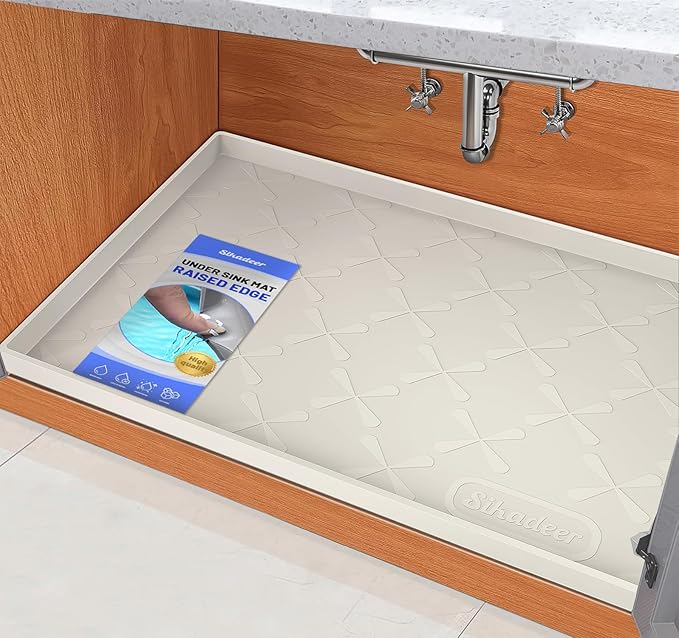 SIKADEER 34" x 19" Under Sink Mat Waterproof, Silicone Mat Kitchen Drawer Shelf and Cabinet Liner, Sink Protector for Kitchen Organizers and Storage, Boot Tray Pet Food Mats