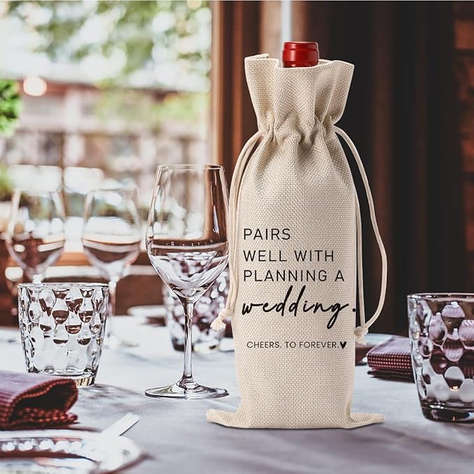 Engaged Engagement Bridal Shower Gifts for Couples Women Her Wedding Wine Bag Engagement Party Decorations for Bride Pairs Well With Planning Wedding Wine Accessory Sets