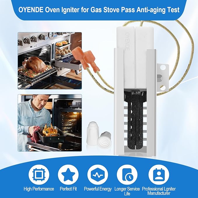 2 Pack PB040001 Gas Range Oven Igniter, Oven Igniter for Gas Stove for Viking Range Oven Igniter, Replace AP5315579 065650-000 SGR4001 792263, with 4 Ceramic Nuts.