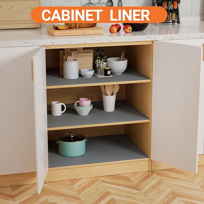 FLPMIX 11" Cabinet Drawer Liner Dark-Grey: Waterproof Kitchen Drawer Mat 11 x 240 Inch - Easy to Cut Small Shelf Liners for Cupboard Closet Pantry Shelving