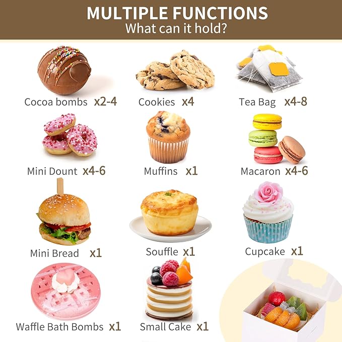 Moretoes 200pcs White Mother's Day Cookie Boxes, 4x4x2.5 Inch Small Bakery Boxes with Window for Pastries, Treats, Cupcakes, Donuts, Candy, Strawberries