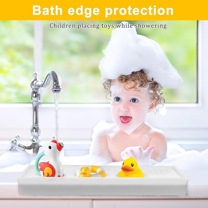 Silicone Sink Edge Protectors - Multifunction Accessories, Splash Guard & Draining Mat for Kitchen, Bathroom Sink, Steel, Granite, Quartz Countertops (Transparent, 4 * 30in)