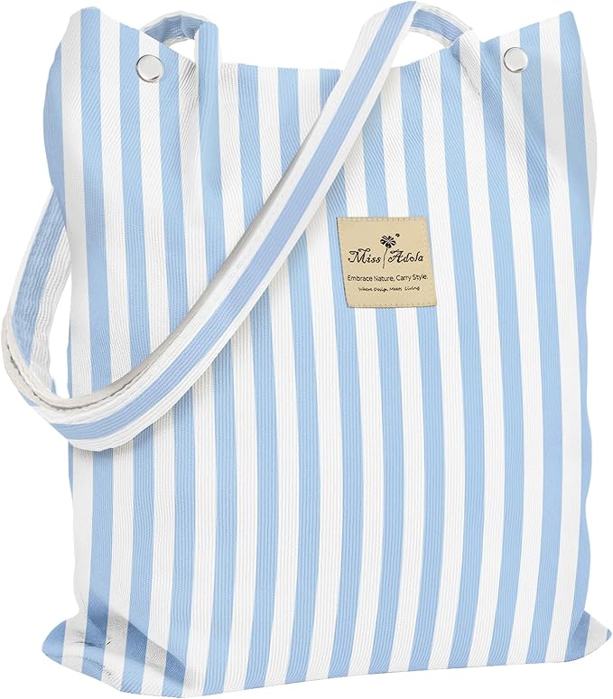 Miss Adola Corduroy Tote Bag for Women - Reusable Totes with Magnetic Buckle & Pocket Aesthetic Design Work Grocery Bags