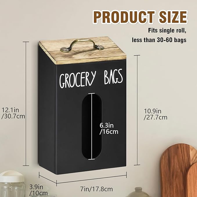 Farmhouse Grocery Bag Holder for Plastic Bags,Plastic Bag Holders for Grocery Bags,Bag Holder for Plastic Bags Groceries Store with Lid,Plastic Bag Holder Under Sink for Kitchen Storage Organization