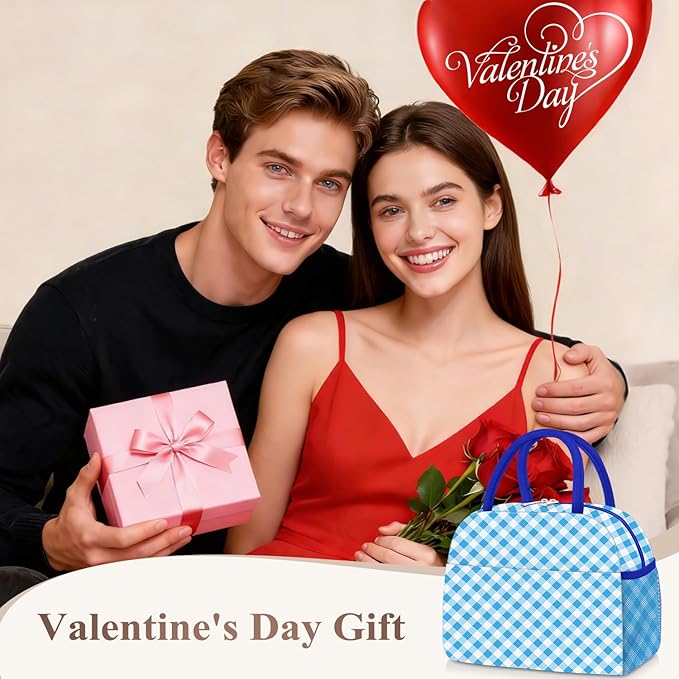 KUBYA Lunch Box for Women Adult Men, Cute Insulated Lunch Bag Women Reusable Large Lunch Boxes Tote Bag Leakproof Simple Thermal Cooler Bag for Work Office Picnic