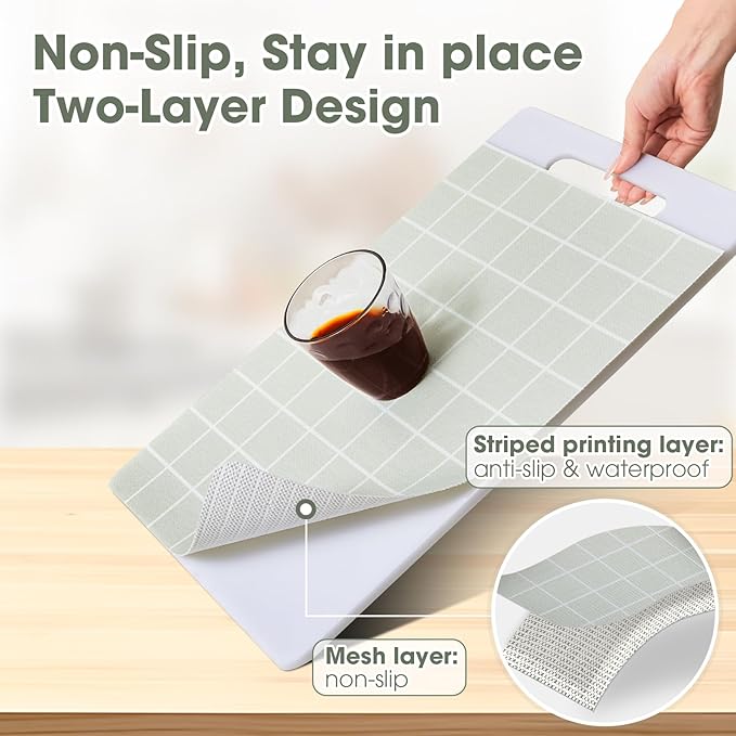 Drawer and Shelf Liner, Non-Slip Kitchen Cabinet Liners Non-Adhesive Thick Strong Grip Waterproof Washable Mats Protect Dresser Shelves Cupboard Bathroom Cabinets, Light Green, 24 in X 20 FT