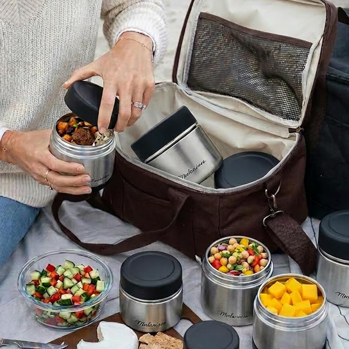 Modaniam Stainless Steel Canister Set with Airtight Lid - Set of 3-8OZ, 16 OZ, 24oz, Coffe, Tea, lunch, Snacks, Metal Containers, Leak Proof Travel Lunch Containers,Kitchen Food Jars