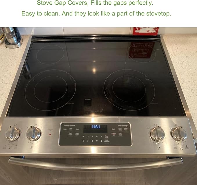 4PCS Stove Gap Covers Stainless Steel, Range Trim Kit, Kitchen Stove Counter Gap Cover, Stove Counter Gap Covers, Stove Gap Filler Retractable Length 13.8" to 27.5"