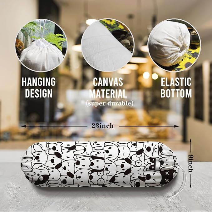 Dog Plastic Bag Holder, Cute Dogs Reusable Shopping Bags Storage Dispenser, Fabric Garbage Trash Bag Dispenser for Home Kitchen Pantry Cabinet, Wall Mount, Kitchen Housewarming Gifts