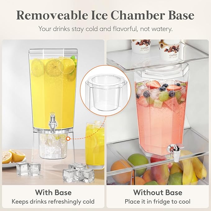 Lifewit 1 Gallon Drink Dispenser for Parties 2 Pcs, 4L Plastic Beverage Container with Stand for Juice/Tea/Soda & Lemonade, Clear Water Pitcher with Spigot for Mimosa Bar Hosting 39 x 16 cm/15x6"