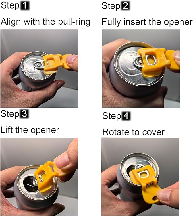 Soda Can Opener Set, 10PCS Easy Tab Opener and Drink Protector with Reusable Complete-Cover Plastic Can Toppers, Fits Coke, Beer & Aluminum Beverage Cans, 5 Colors Lids for Party, BBQ, Camping