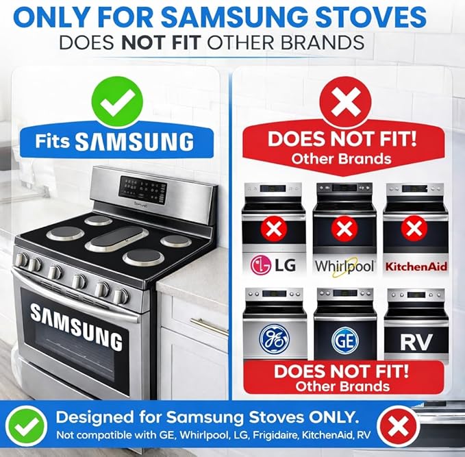 – Premium 3Packs Stove Protector for Samsung Gas Range Cooking [24.4in x 16.34in] Gap Cover Hob 5 Burners Liners Guard Easy Wipe Protectors Cooktop Mat Tapete Decals Cubiertas Accessories