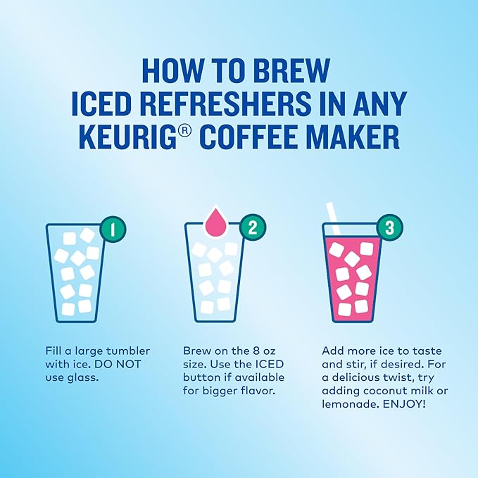 The Original Donut Shop Iced Refreshers, Strawberry Açaí Flavor, Keurig Single Serve K-Cup Pods, 20 Count