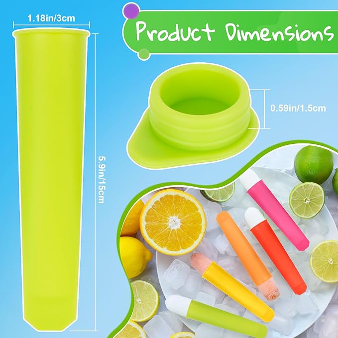 RAINFLOW 8 PCS Silicone Popsicle Molds - Reusable Popsicle Maker with Lids,Leak Proof Pop Tubes,Food Grade Silicone Freezer Molds for Homemade Ice Pops,Yogurt Tubes,Family Snacks