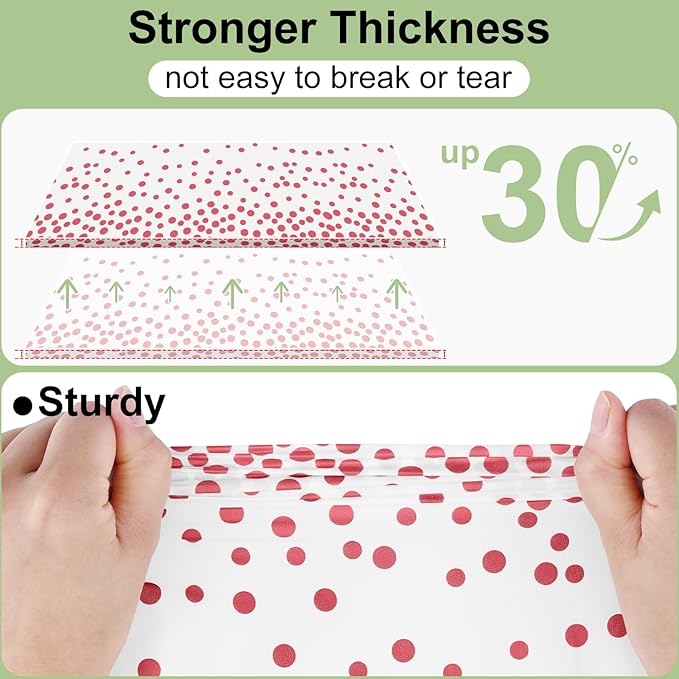 misaya 4 Packs Dot Disposable Table Cloth, 54 x 108 Inch Waterproof Plastic Tablecloth, Rectangle Pink Dots in White Table Covers for Mother's Day, Picnic, Birthday, Party