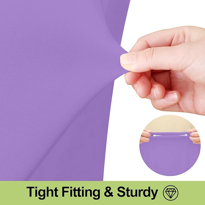 Smiry Spandex Tablecloth, Elastic Fitted Stretch Tablecloth for 8FT Rectangle Tables, Waterproof Washable Table Cover Skirt for Outdoor, Wedding, Banquet & Parties (Lavender, 96Lx30Wx30H Inch)