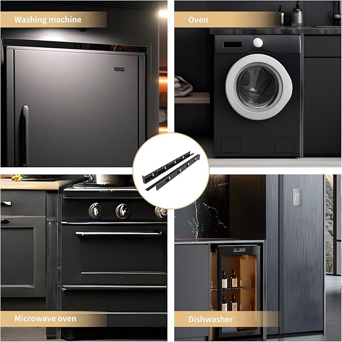 Stove Gap Covers 316 Stainless Steel,2 Pack 23.6-26" Trimmable Stove Gap Filler,Heat Resistant Stove Gap Guards,Between Stove and Counter Slide In Range Trim Kit for Kitchen,Shiny Black
