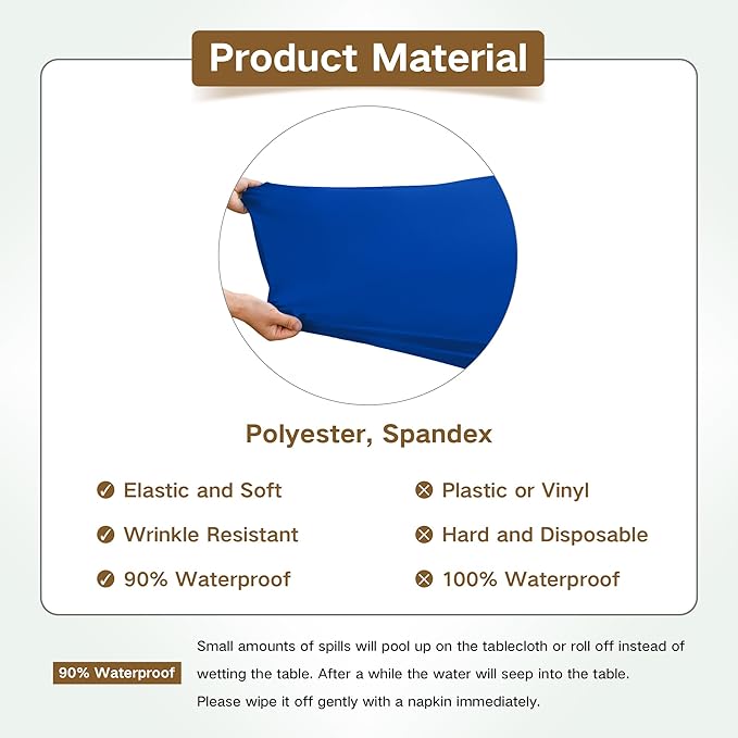 Square Fitted Table Cover Elastic Tablecloth Stretch Spandex Table Top Cover Table Topper Cap for Dining Kitchen Home Party Blue 36X36 Inch