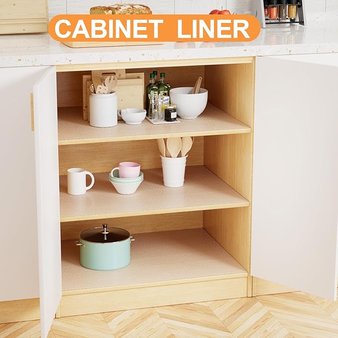 Shelf Liners for Kitchen Cabinets Clear - 30 Inch Wide x 20 FT Long Large Waterproof Under Sink Mat - Translucent Non-Adhesive Easy to Cut Protector Drawer Mat for Pantry Refrigerator