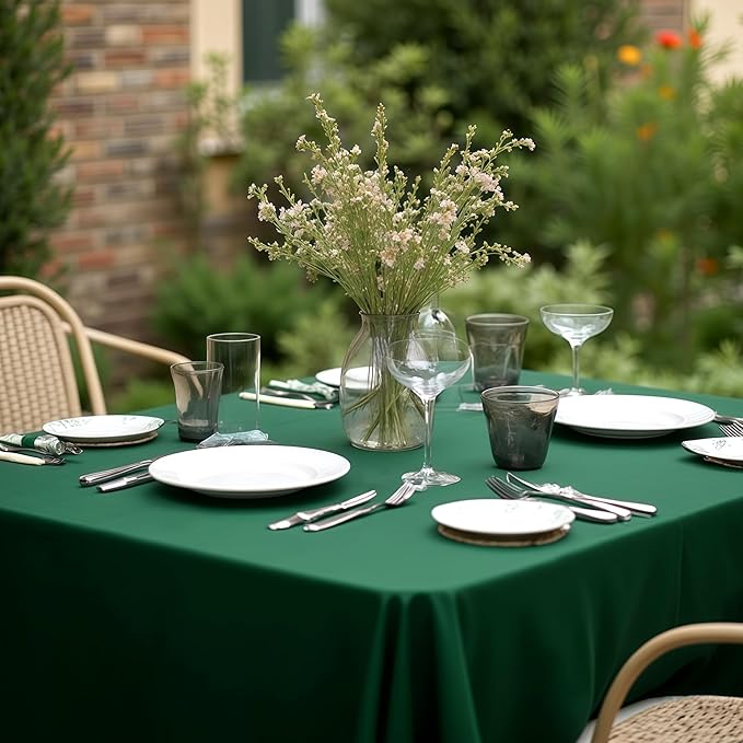 sancua Tablecloths for 8 Foot Rectangle Tables, 8 Pack - Washable Polyester Fabric Table Cloth for Chirstmas Party, Birthday, Banquet Reception, 60x120 Inch Hunter Green