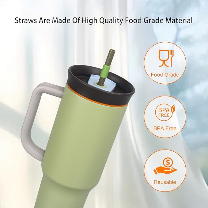 Replacement Straws for Owala 40oz Tumbler, with 1 Brush (Pack of 6) (blue-grey)