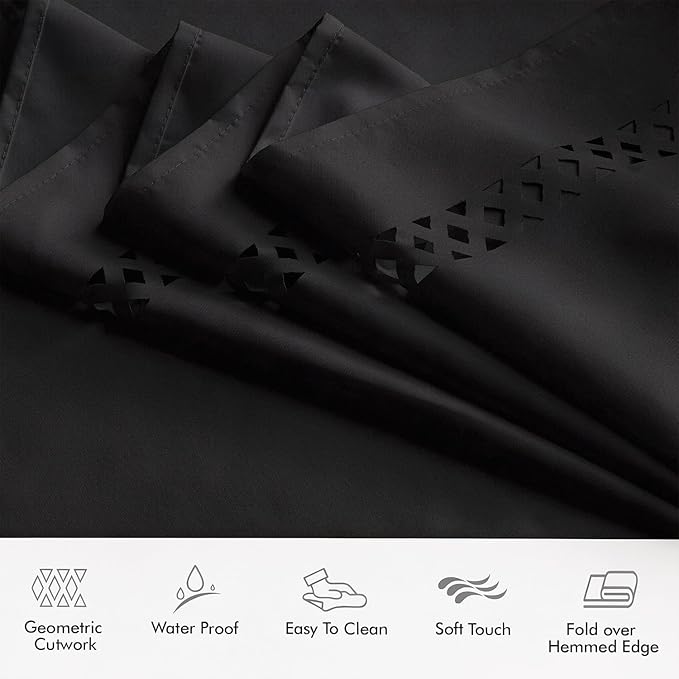 MIULEE Black Rectangle Linen Polyester Tablecloth with Decorative Cutouts Spring Waterproof Stain Resistant & Shrink-Proof Table Cloth 60x104 inch Farmhouse Style for Dining Wedding and Outdoor