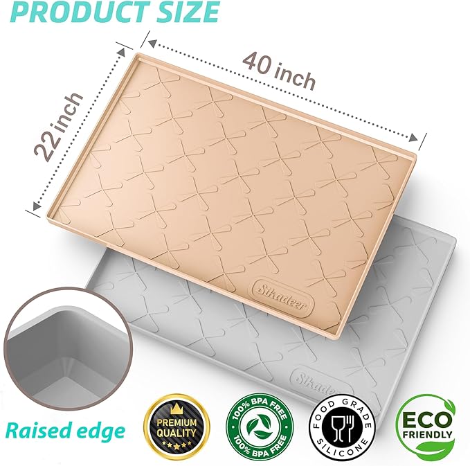 SIKADEER 40" x 22" Under Sink Mat Waterproof, Silicone Mat Kitchen Drawer Shelf and Cabinet Liner, Sink Protector for Kitchen Organizers and Storage, Boot Tray Pet Food Mats