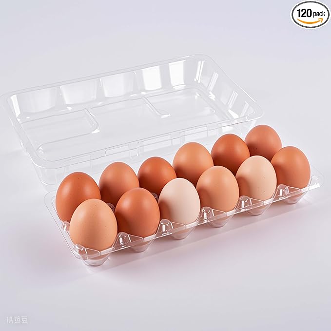 120 pcPlastic Bulk EggCarton,clear egg carton cheap bulk, Suitable For Storing Egg in Farmers' Markets, Supermarkets, Kitchens(2 * 6)
