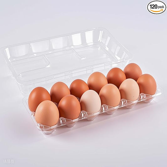120 pcPlastic Bulk EggCarton,clear egg carton cheap bulk, Suitable For Storing Egg in Farmers' Markets, Supermarkets, Kitchens(2 * 6)