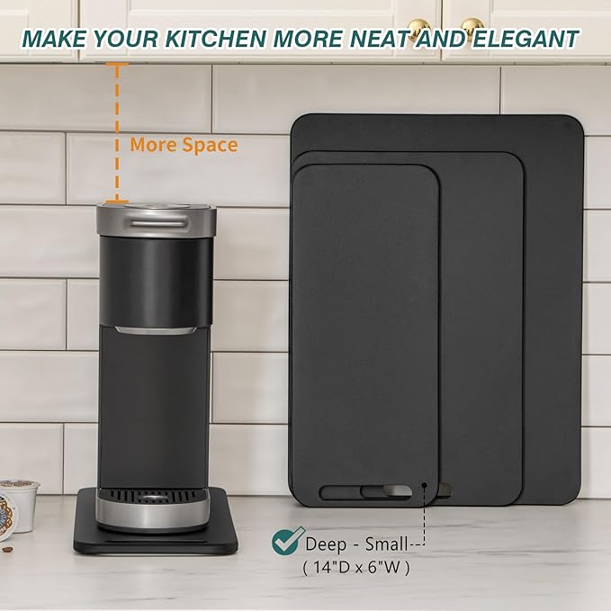 ANBOXIT Metal Appliance Slider, Sliding Tray for Coffee Maker,360° Effortless Movement,Small Appliance Rolling Tray for Counter, Coffee Pot Slider, Deep - Small (14"D x 6"W)