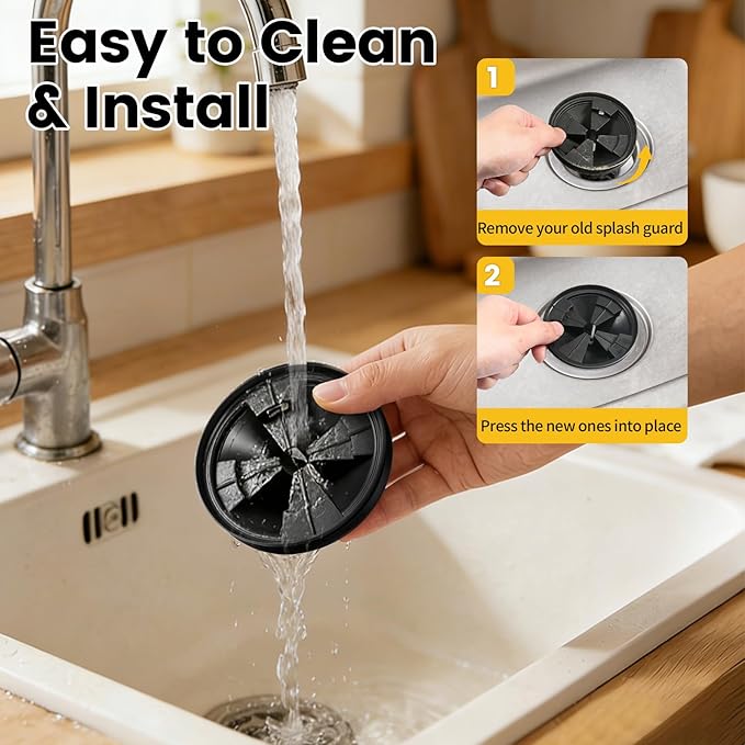 Garbage Disposal Splash Guard 3 3/8", 2Pcs Drain Insert Compatible with InSinkErator Evolution Upgraded Enlarged Center Opening for Smooth Drainage, Kitchen QCB-AM Sink Baffle Replacement