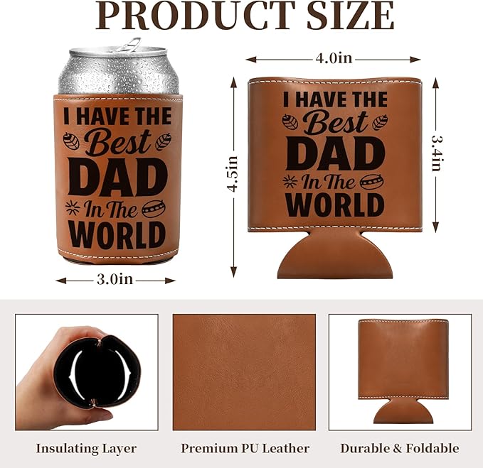 Fathers Day Gift for Dad- Keeps Cold 12Oz Can Cooler Insulated No Wet Hands, Dad Birthday Gifts from Daughter Son with Gift Box for Father's Day Retirement, Cauife Slim Can Koozie for Beer Soda