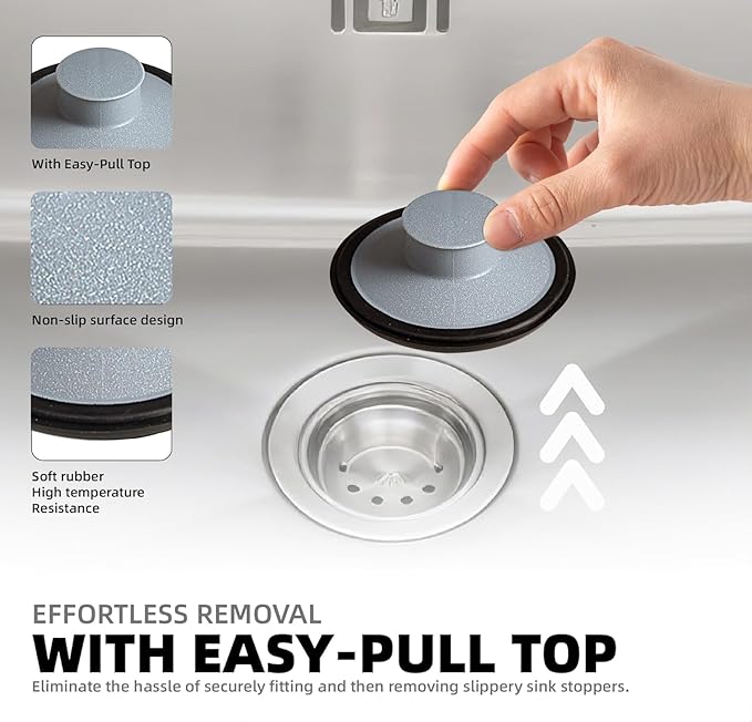 RQYEKDO Kitchen Sink Stopper, Stainless Steel 3-1/2 inch Universal Sink Plug Cover for Garbage Disposal Flange Drain,Fit for InSinkErator, Moen,Waste Maid, and More（Gray