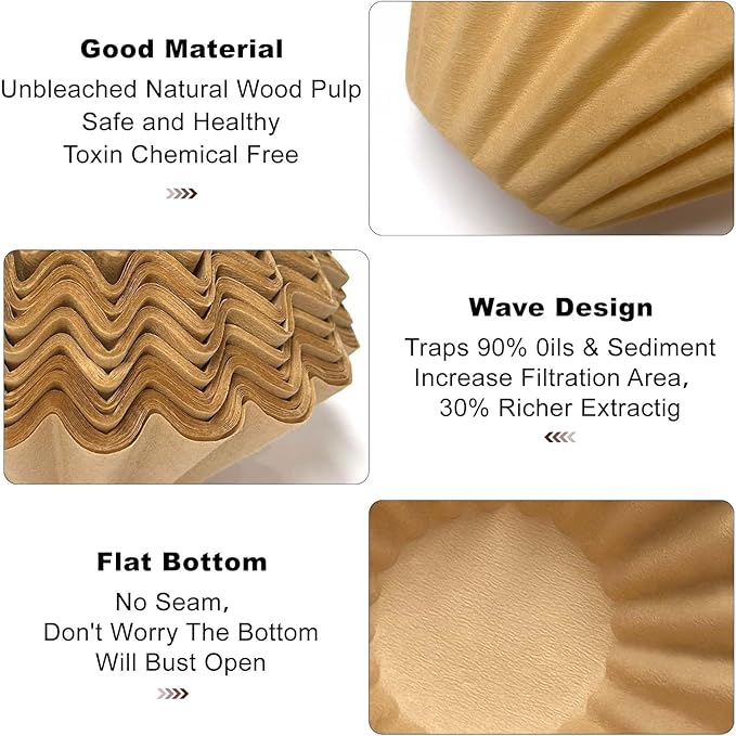 5 Cup Coffee Filter, 100 Count Unbleached Natural Small Basket Disposable Paper Coffee Filter for 4-5 Cup Coffee Maker Pour Over Pot, Suitable for Home Coffee Shop Business Commercial (Brown)