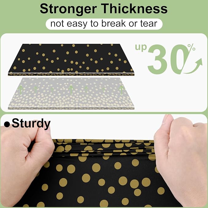 Smiry Plastic Table Cloth Disposable 3 Pack, 54 x 108 Inch Rectangle Waterproof Tablecloth, Printed Gold Table Runner Style for Birthday Weeding, Party Decorations, Leakproof & Sturdy, Black and Gold