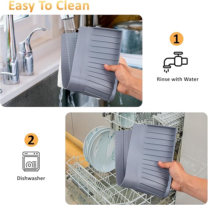 Sink Edge Protector with Suction Cup 4"x30" 20" 14" Silicone Sink Splash Guard for Kitchen & Bathroom, Protect Countertop from Scratches, Stains, for Stainless Steel Granite Quartz-Grey
