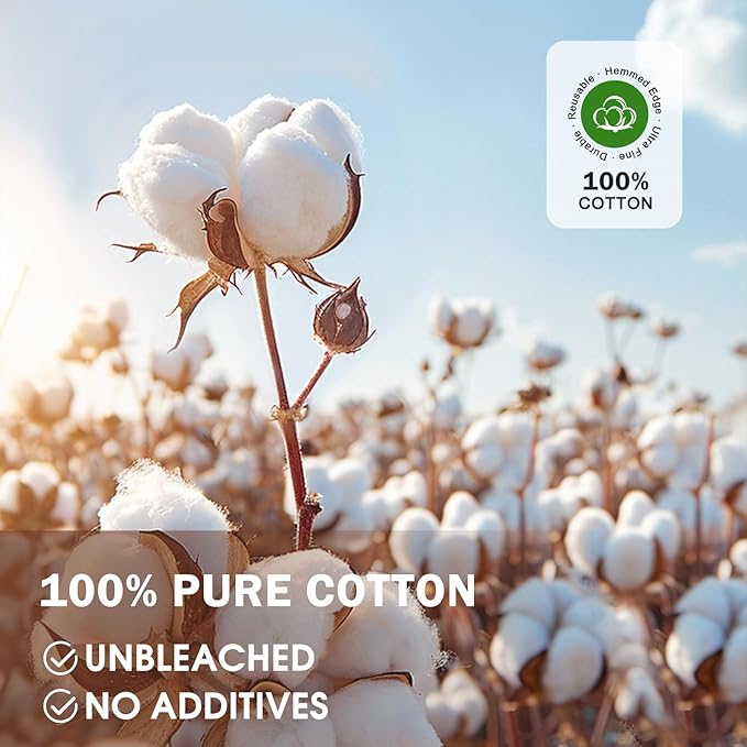 10 PCS Cheesecloth, 20x20 Inch – 100% Unbleached Cotton, Reusable Hemmed Cheese Cloths for Straining, Nut Milk, Baking and Cheese Making (Grade 100)