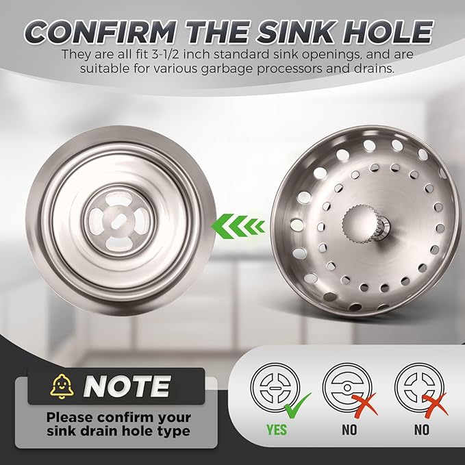 4 Pcs Brushed Silver Kitchen Sink Accessories Garbage Disposal Splash Guards 3.4'' Sink Drain Strainer and Stopper Stainless Steel Garbage Disposal Plug for Kitchen Drain Strainer